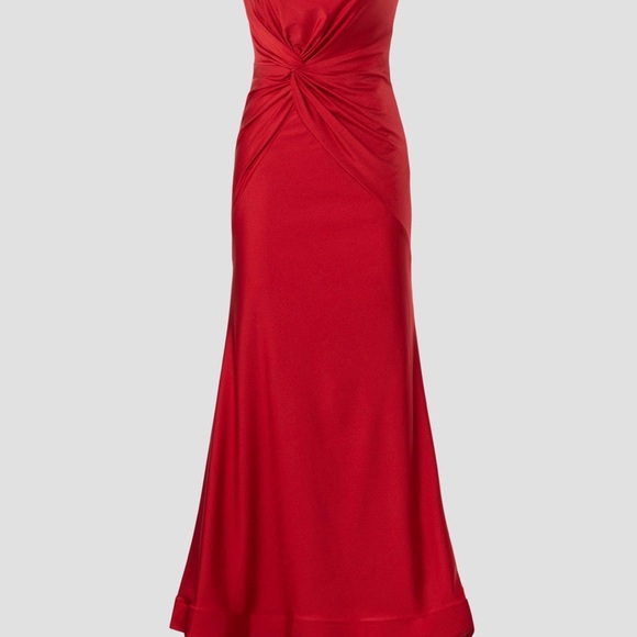 Faviana Knot Front Gown-Elegant Red Strapless Evening Gown ( great condition) - Picture 4 of 13